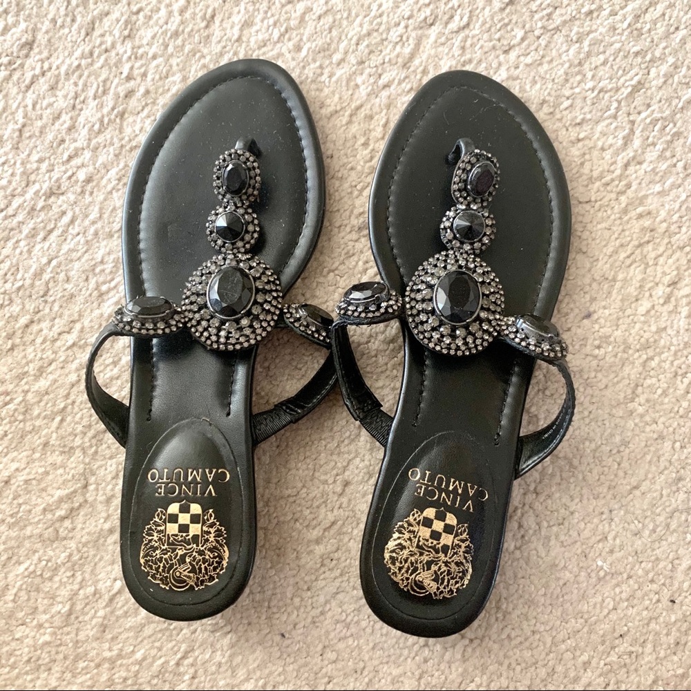 Vince Camuto Black Gemstone Sandals